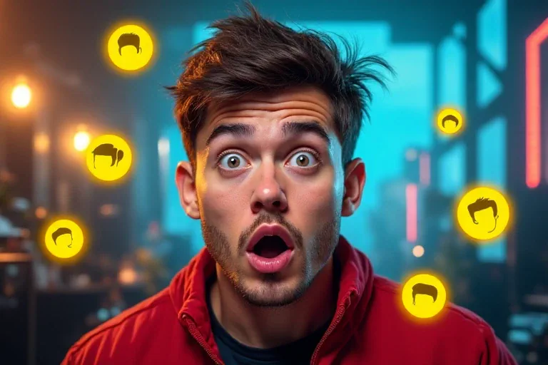 A man with an oblong face surrounded by hairstyle options