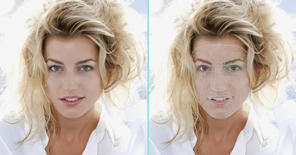 Face Shape AI comparison showing facial landmark detection